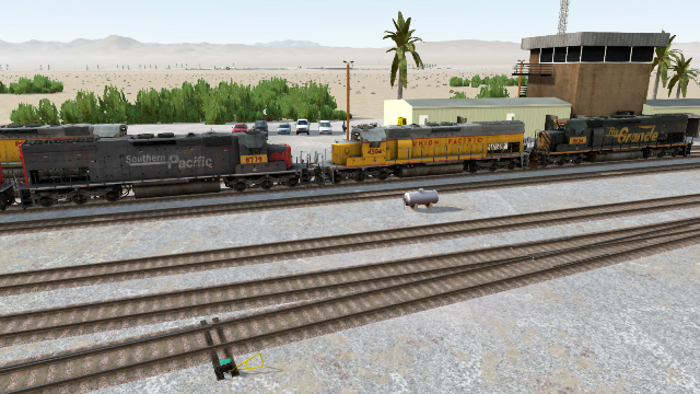 TM_3 SP(UP) 8719. UP 4504, DRGW(UP) 8624 Wait in Yermo for an assignment